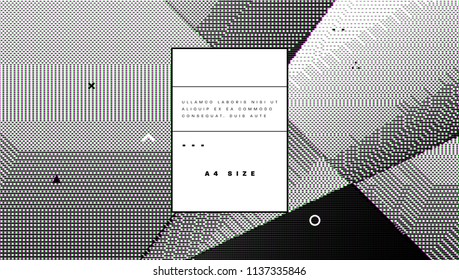 Minimal retro futurism style design with holographic halftone dots pattern and geometric shapes. Eps10 vector illustration