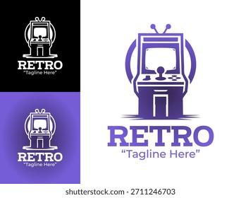 Logotipo retro de game mínimo adequado para desenvolvedores de jogos, arcade cafés e marca nostálgica de mercadoria.