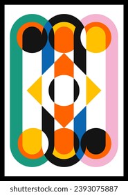 Minimal retro geometric design posters. Contemporary art wall decoration. Geometric shapes poster cover background.
