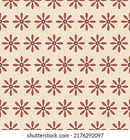 Minimal Retro Geometric Style Daisy Flowers Seamless Trendy Pattern Chic Fashion Colors Perfect for Allover Fabric Print Ecru Background