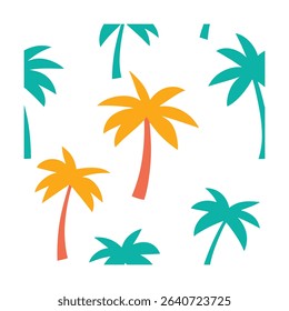 Minimal Retro Palm Tree Doodles with Color Accents