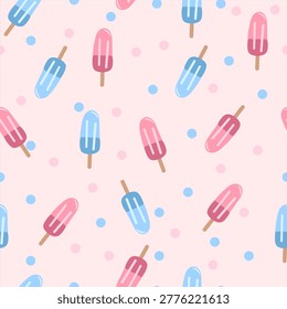 Minimal Retro Summer Popsicle Seamless Pattern
Clean retro summer pattern with minimal ice cream popsicles on light background.