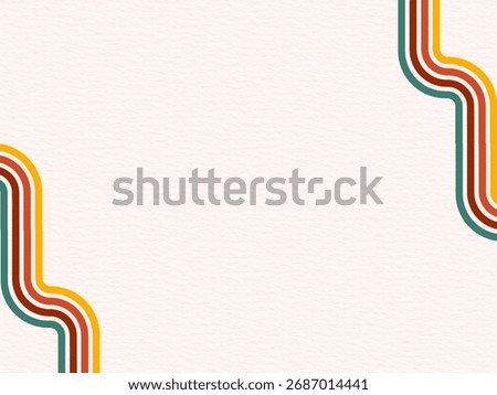 Minimal retro-style background with bold curved stripes in orange, red, and teal on textured paper. Perfect for posters, branding, or social media templates with a nostalgic aesthetic. 