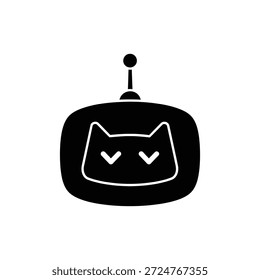 Minimal robot chatbot head communication vector icon