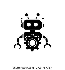 Icono de Vector de tecnología de automatización de robots y engranajes mínimo