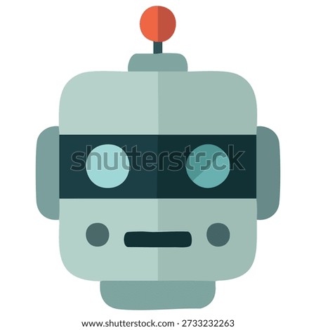 Minimal robot head design with antenna and circular eyes sensors isolated vector