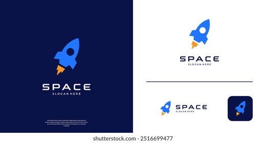 Minimal rocket logo design. Modern icon logo vector illustration.