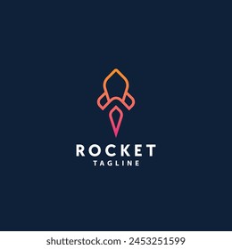 Minimal Rocket Logo Symbol Design Template Flat Style Vector