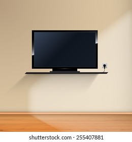 Minimal Room with Tv - Realistic Vector illustration.