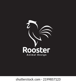 minimal rooster crowing modern logo design