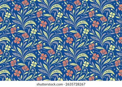 minimal rose and cotton flower seamless pattern in decorative outline for textile kitchen wear and gift wrap


