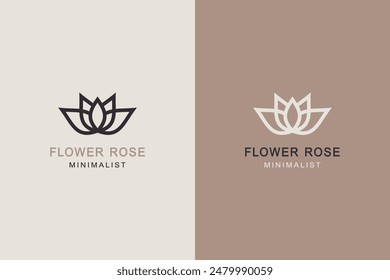 Minimal rose flower icon nature aesthetic logo design.