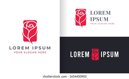 Minimal Rose flower logo design