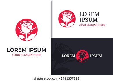 Minimal Rose flower logo design template 