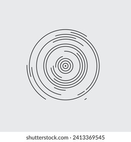 Minimal round lines abstract futuristic tech background. Stock vector illustration isolated on white background.