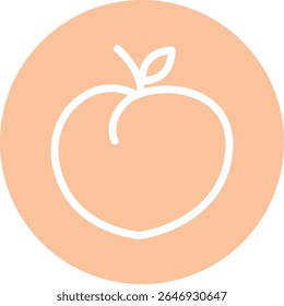 Ícone redondo mínimo de frutos de pêssego em laranja pastel