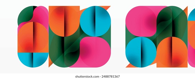 Minimal round shapes geometric abstract background. Circle design. Trendy techno business template for wallpaper, banner, background or landing