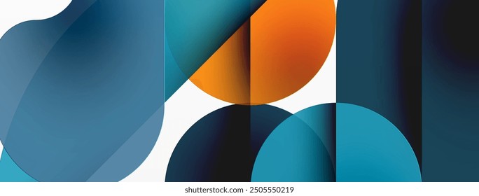 Minimal round shapes geometric abstract background. Circle design. Trendy techno business template for wallpaper, banner, background or landing