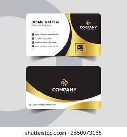 Minimal Round White and Gold Business Card with Modern Layout