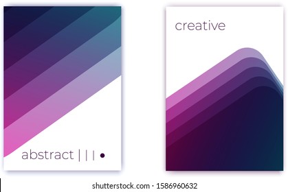 Minimal rounded rectangle gradient shapes on white background trendy cover composition. SImple design for presentation, cover, annual report