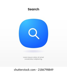 Minimal rounded search or research icon for social media, mobile app, website, search engine, UI, operating system.