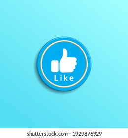 Minimal abgerundete Social Media wie Button auf tosca blauen Farbhintergrund. kreative 3D-Effekt, Vektorgrafik.