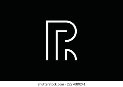 Minimal RP logo. Icon of a PR letter on a luxury background. Logo idea based on the PR monogram initials. Professional variety letter symbol and RP logo on background.