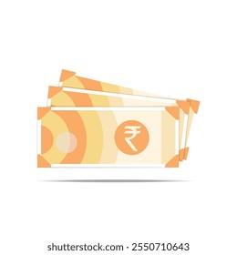 Minimal Rupee note. Indian currency symbol. Flat style Indian rupee vector illustration. 