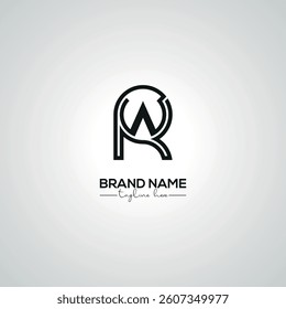 Minimal RW WR Lettermark Logo Design for Corporate Template.