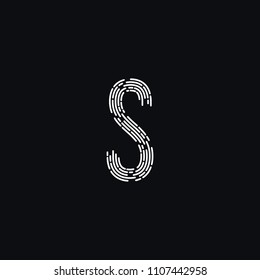 Minimal S with dots and lines artistic black and white color initial based letter icon logo.