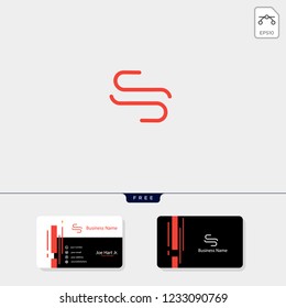 minimal S or SS initial logo template vector illustration, get free business card template design