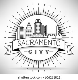 Minimal Sacramento Linear City Skyline with Typographic Design