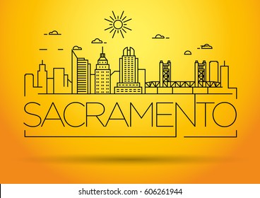 Minimal Sacramento Linear City Skyline with Typographic Design