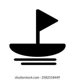 Minimal sailboat icon with flowing lines, ideal for ocean and travel-related designs.