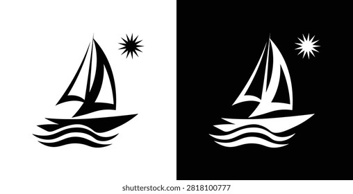 Minimal sailboat vector logo for marine, travel, sailing, and nautical branding.