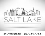 Minimal Salt Lake City Linear Skyline with Typographic Design