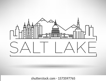 Minimal Salt Lake City Linear Skyline with Typographic Design