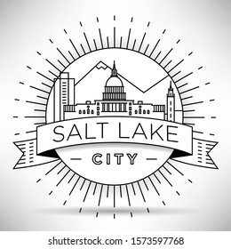 Minimal Salt Lake City Linear Skyline with Typographic Design