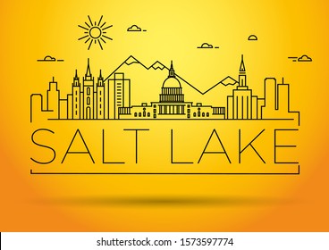 Minimal Salt Lake City Linear Skyline with Typographic Design