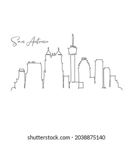 Minimal San Antonio City Linear Skyline with Typographic Design