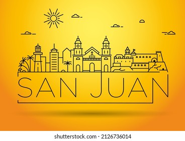 Minimal San Juan City Linear Skyline with Typographic Design