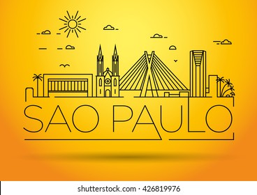 Esquina lineal mínima de la ciudad de Sao Paulo con diseño tipográfico