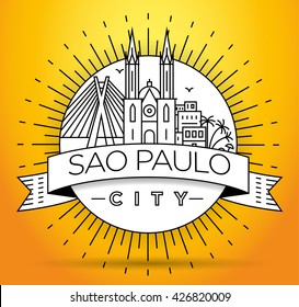 Esquina lineal mínima de la ciudad de Sao Paulo con diseño tipográfico