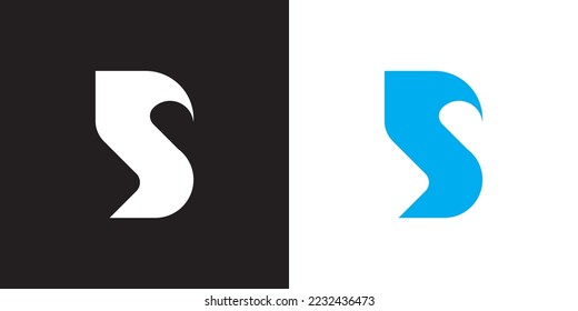 Minimal SB logo. Icon of a BS letter on a luxury background. Logo idea based on the SB monogram initials. Professional variety letter symbol and BS logo on black and blue background.