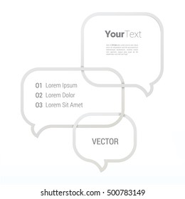 Minimal Scalable Abstract Geometric Three Bubble Speech Textbox Composition Layout Element for Web or Brochure Infographics