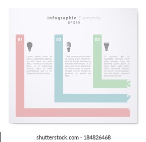 Minimal scalable ribbon infographic vector with light bulb icon set for workflow layout, diagram, web design - pastel version