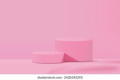 Minimal scene 3D realistic background. pink podium with shadow