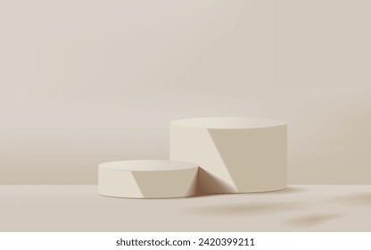 Minimal scene 3D realistic background. beige podium with shadow