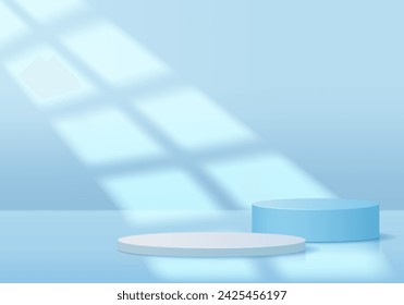 Escena mínima 3D fondo realista. Podio beige con efecto de luz