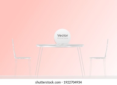 Minimal scene. 3D render. Interior design, or for architectural compositions. Chairs, table, paper 